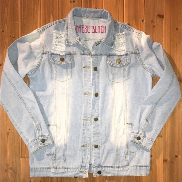 Stone Washed Ripped Design “Adaeze Black” Jacket - Picture 2 of 8